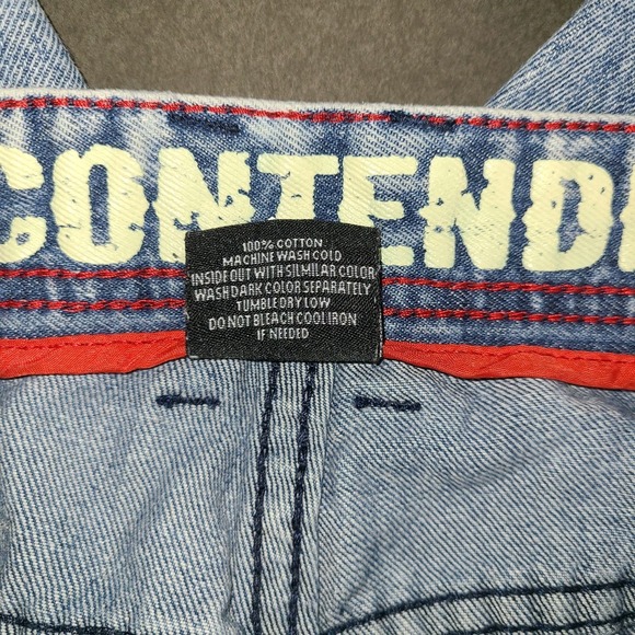 Contender Jeans Men's 34x34 Blue Distressed Embroidered Rose Patch Denim EUC - Picture 8 of 10